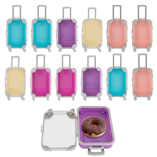 12 Pieces Mini Suitcase Simulation Trolley Case Mini Rolling Luggage for Travel Birthday Parties Beach Parties 5 Colors