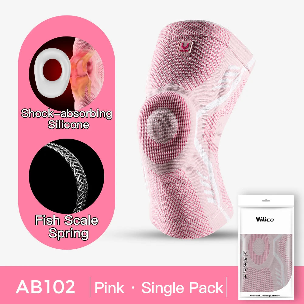Knee Brace With Silicone Pads Spring Support Breathable