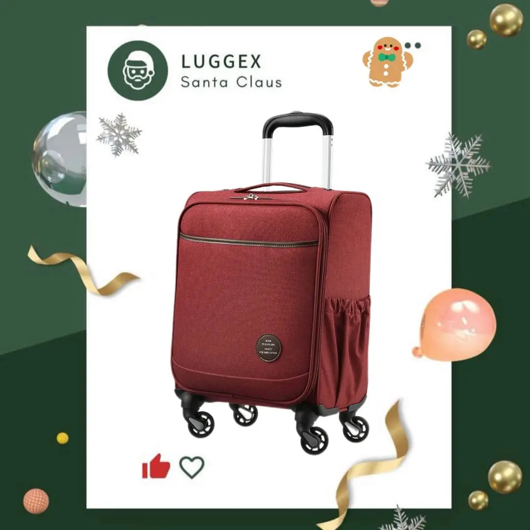 LUGGEX Underseat Carry On Luggage with Wheels 15 Inch Lightweight Luggage with Front Opening Lid Red