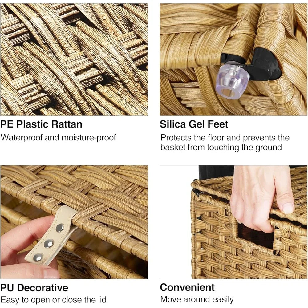 35L Foldable Storage Basket Lid Removable Liner And Handles