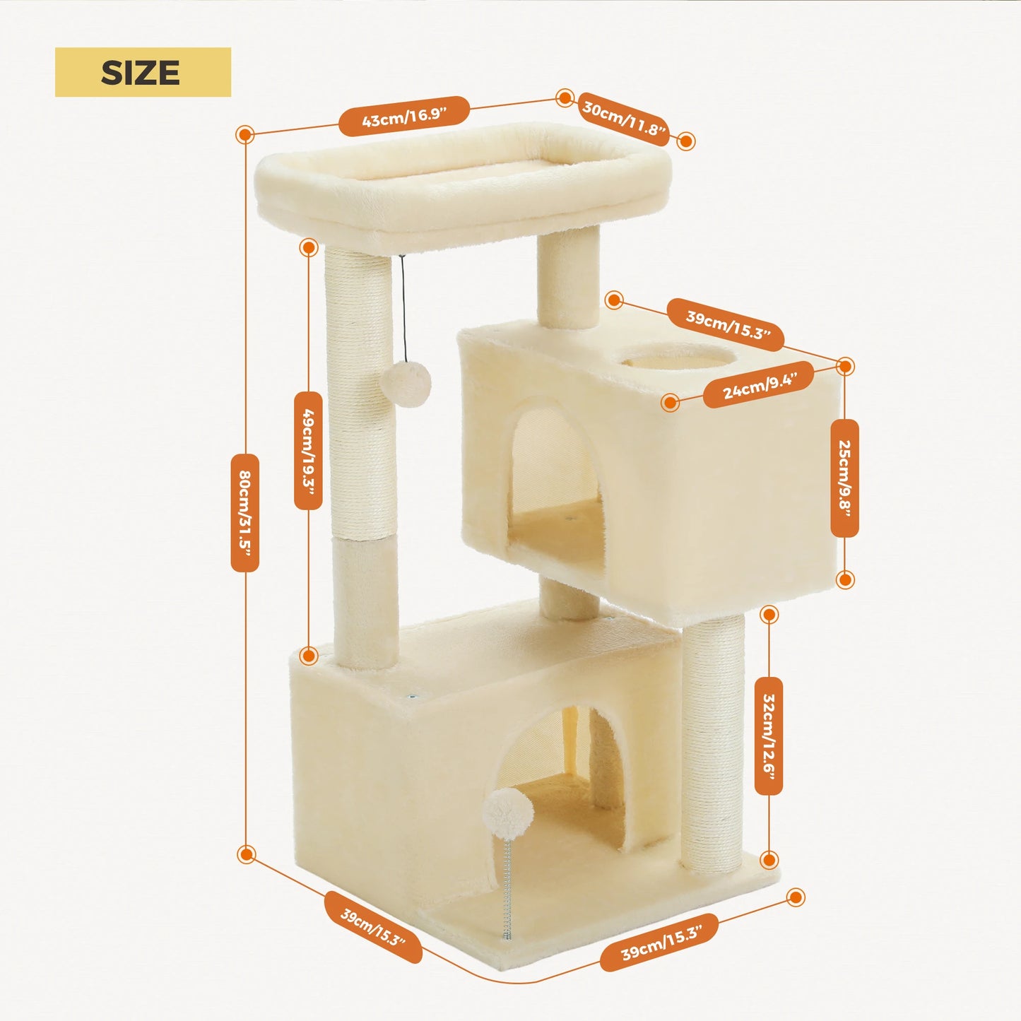 Large Cat Tree for Indoor Cats Multi Level Cat Tower with Spacious Condos and Sisal Scratching Pad