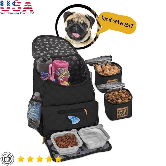 Pet Travel Backpack for Small Dogs with Spacious Design and Comfortable Straps for Easy Access to Toys Food Water and Waste Bags