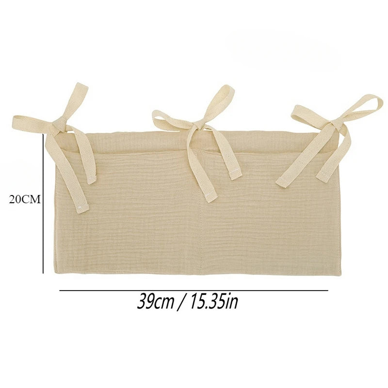 Cotton Baby Crib Storage Bag Double Pouch Organizer
