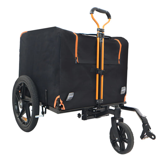Foldable Pet Jogging Stroller Dog Carriers Bicycle Trailer Orange and Black Ideal for Small Pets