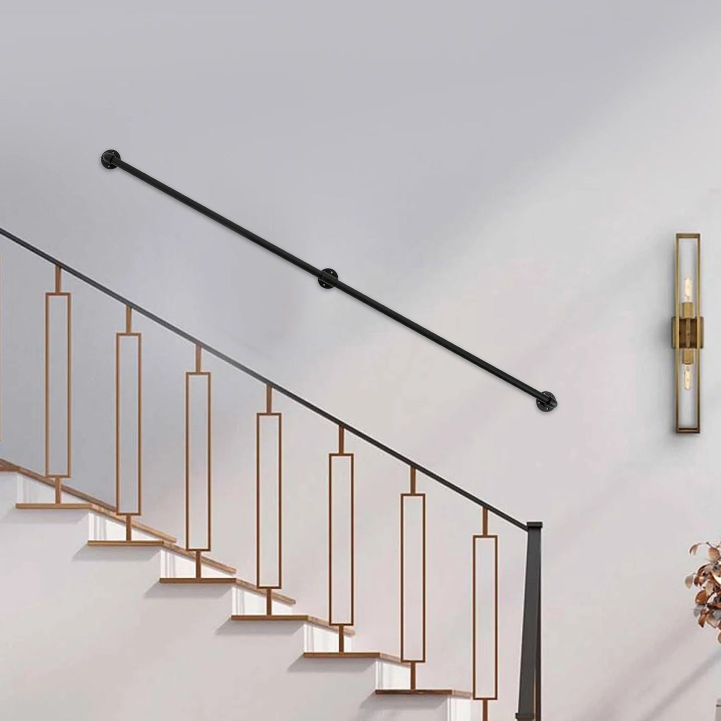 7ft Two Stage Metal Staircase Handrail Black Cast Iron