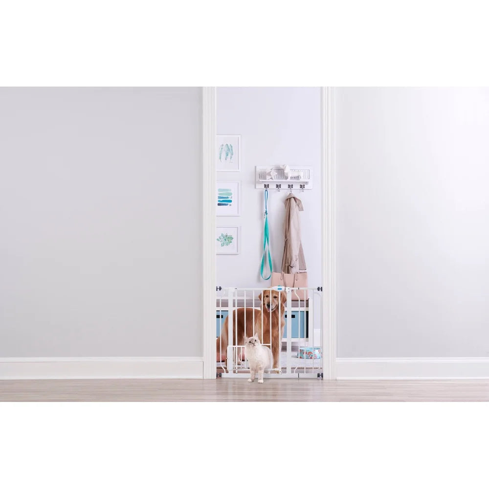 Extra Wide Metal Dog Gate With Small Door One Hand Opening