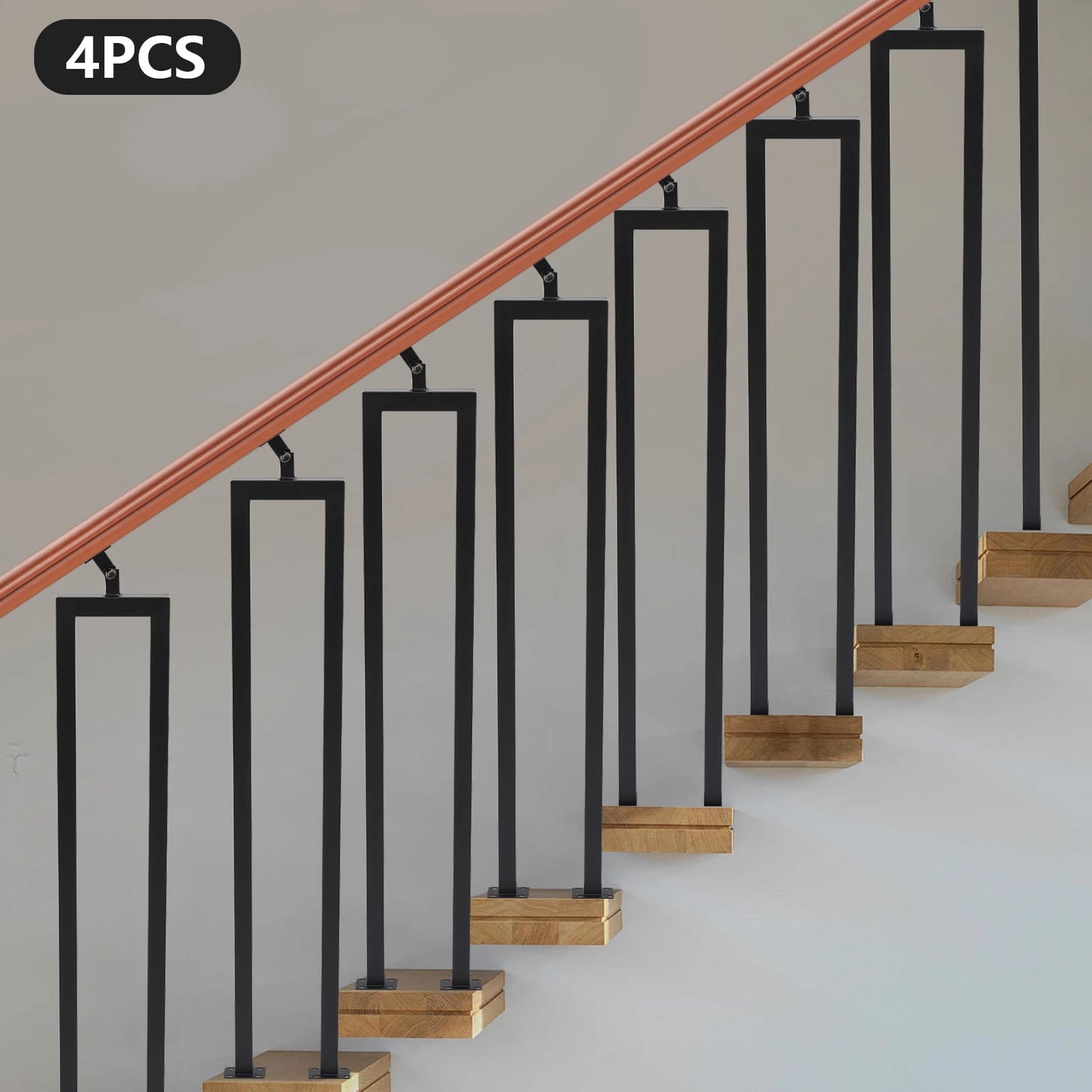 4 Pack U Shaped Stair Handrail Indoor Railing Iron Decor