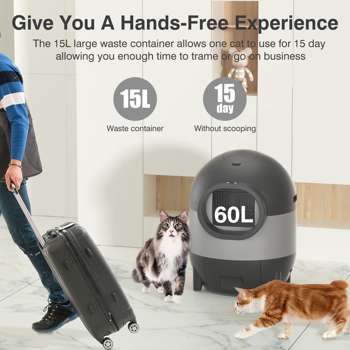 Self Cleaning Automatic Cat Litter Box Smart Toilet With App