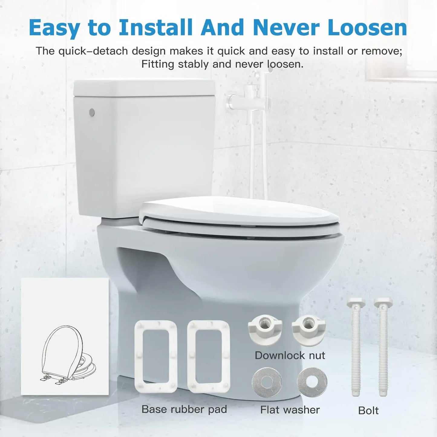 Elongated Toilet Seat with Built in Potty Training Seat and Slow Close Cover Fits Both Adult and Child