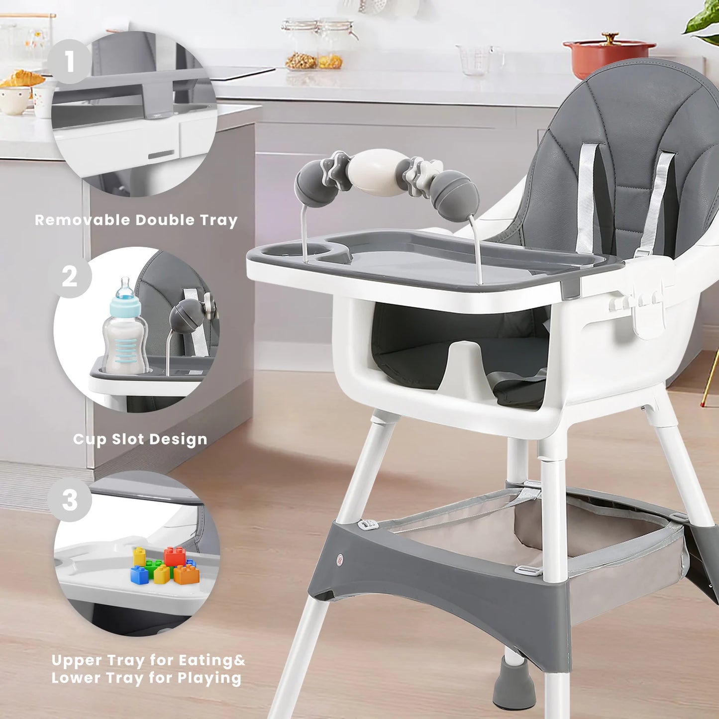 Ubravoo Baby High Chair Eat And Play Convertible Tray Chair