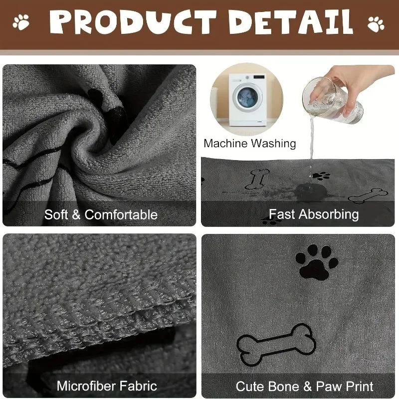 Dog Towel Drying Microfiber Quick Drying Bath Towel for Dogs and Cats Absorbent Pet Bath Products