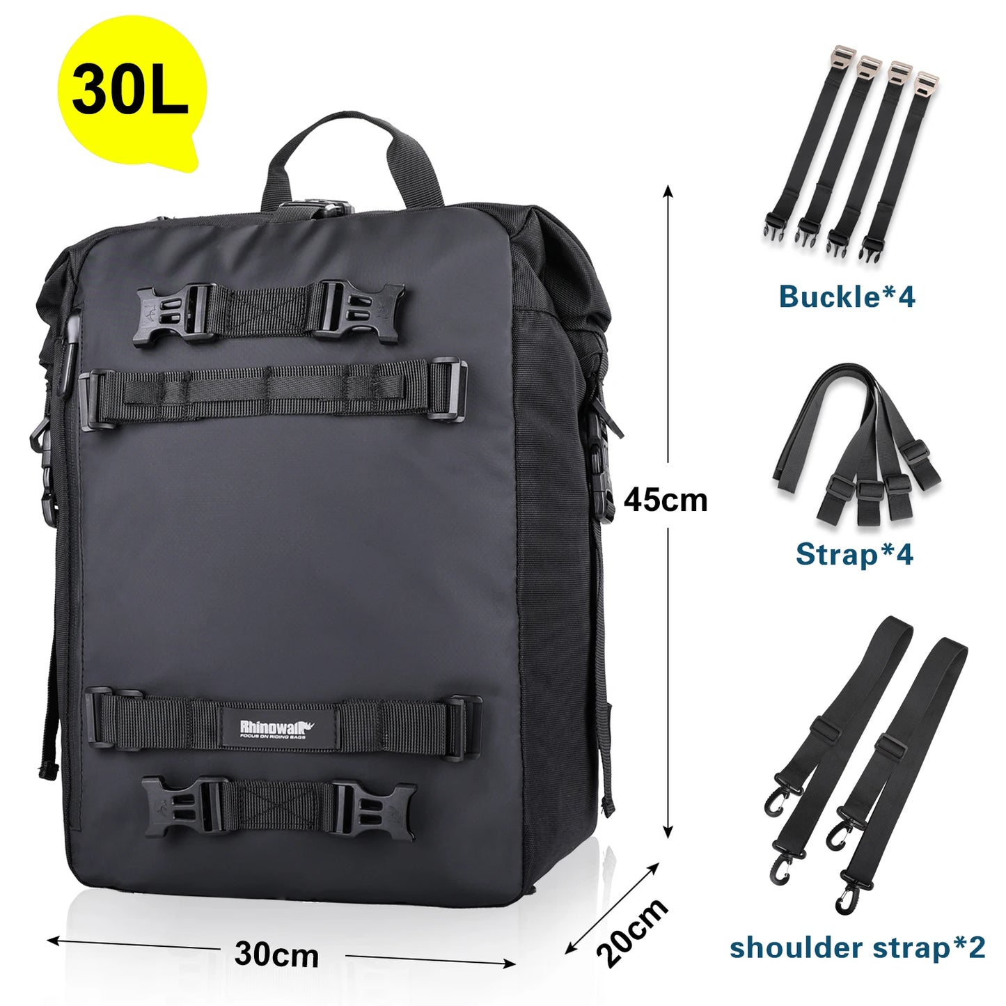 Rhinowalk Motorcycle Rear Seat Bag Waterproof 10L 20L 30L