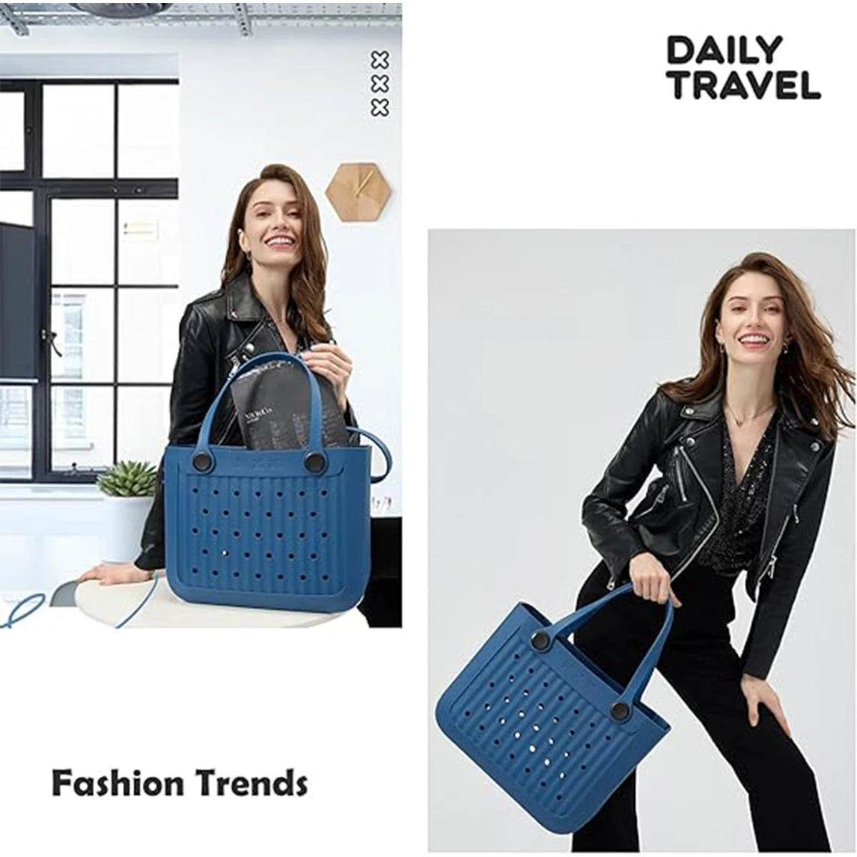 Waterproof EVA Beach Tote Bag Large Washable Rubber Travel Handbags for Sports and Outdoor Use Anti-Tip Gift for Women