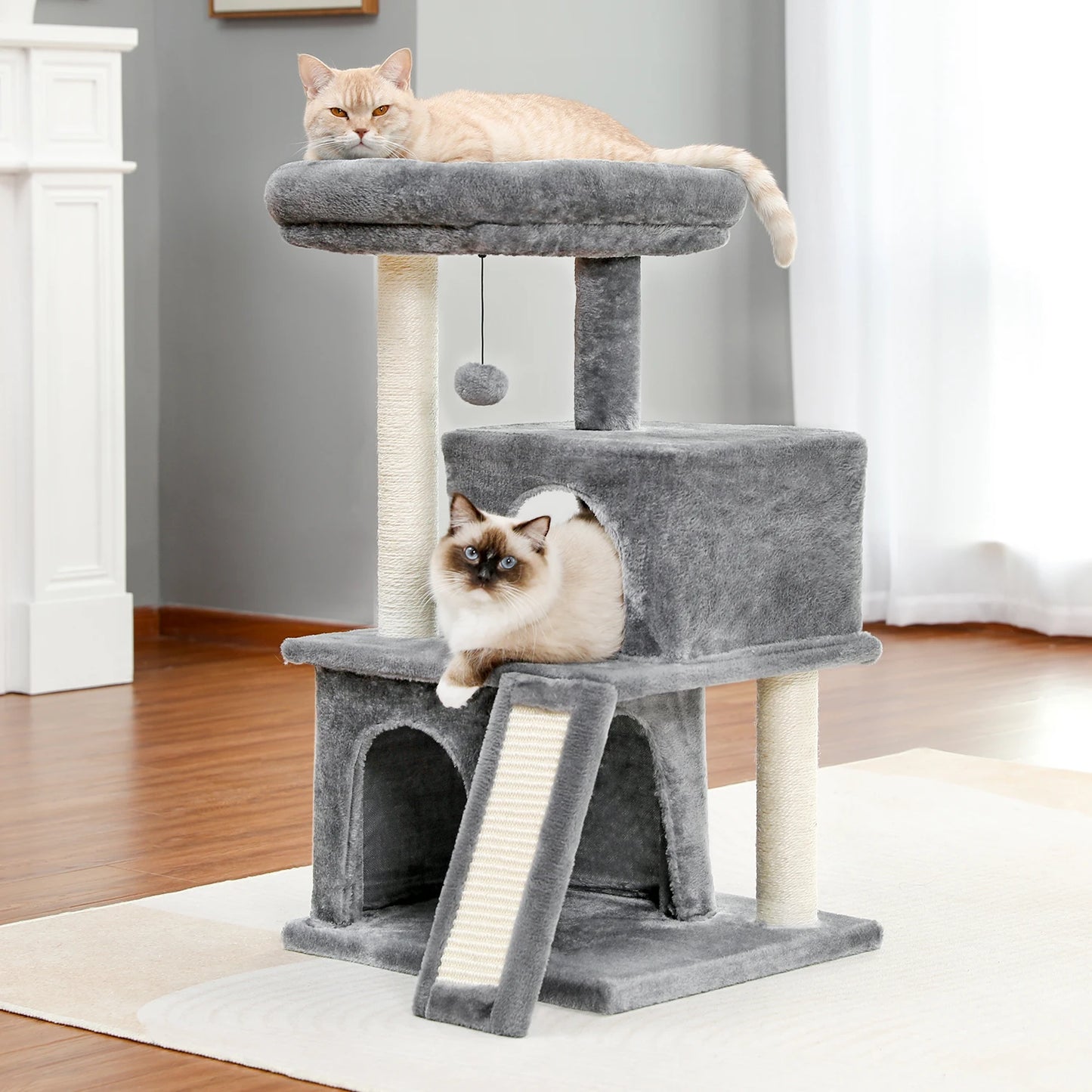Large Cat Tree for Indoor Cats Multi Level Cat Tower with Spacious Condos and Sisal Scratching Pad