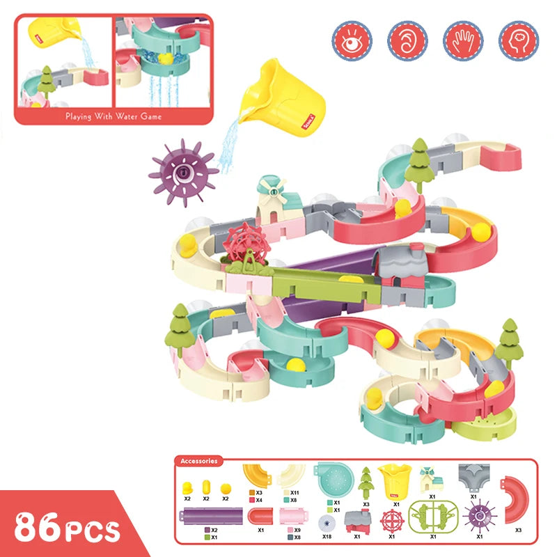 Baby Bath Toys DIY Assembled Slide Tracks Pipeline Ducks Rainbow Shower Tracks Water Educational Toys Gift