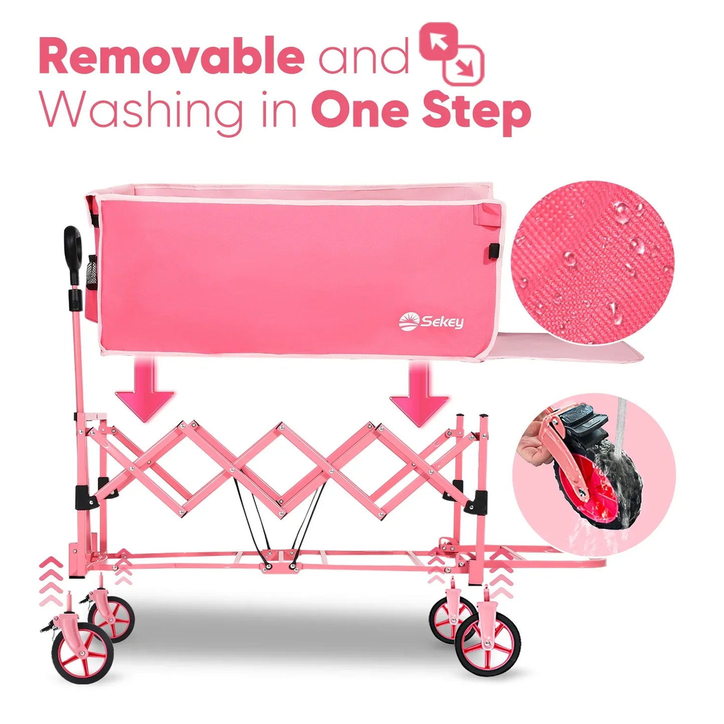 52 Inch Extender Folding Collapsible Wagon Cart Foldable Heavy Duty Lightweight Extra Long Utility Cart 330 Pounds Weight Capacity