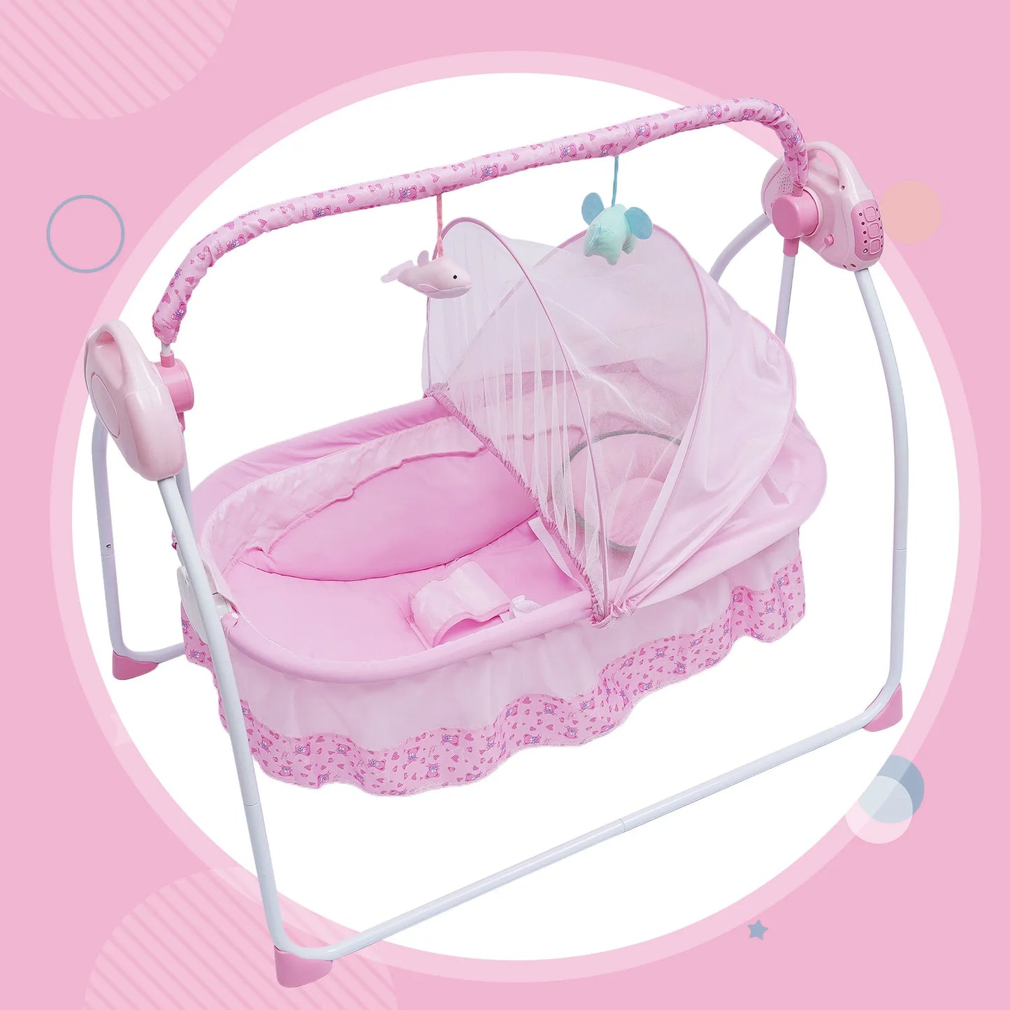 Electric Baby Crib Cradle Auto Swing Bassinet Bluetooth