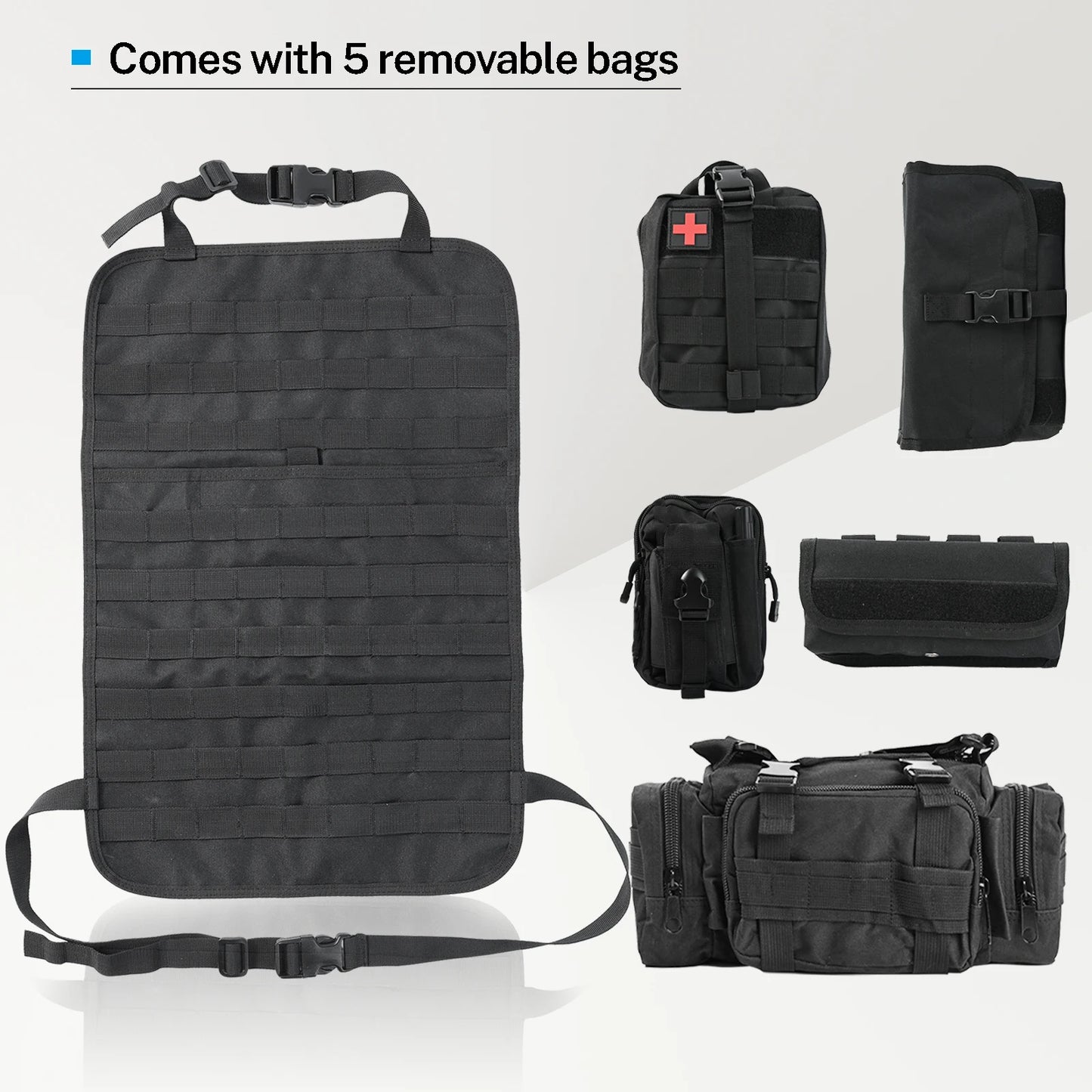 XUKEY Car Seat Back Molle Organizer With Five Pouches