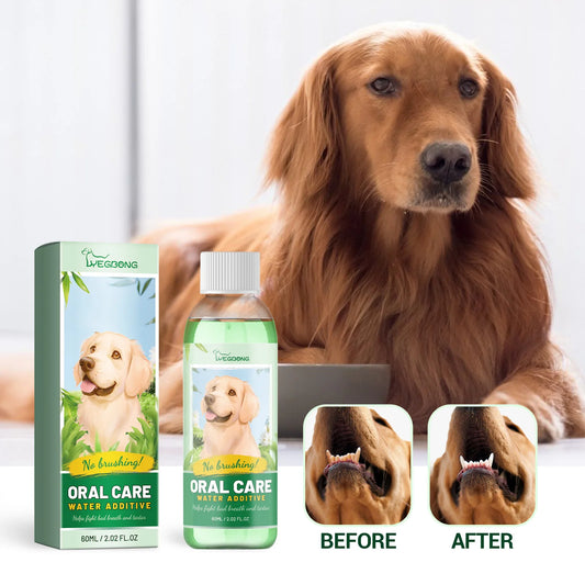 Pet Fresh Breath Cleanser for Dogs and Cats Teeth Water Oral Cleaning with Peppermint and Honeysuckle Extract