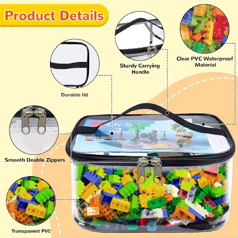 Large Capacity Transparent Mesh Zipper Toy Storage Bag