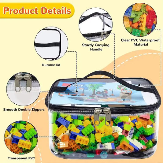 Large Capacity Transparent Mesh Zipper Toy Storage Bag
