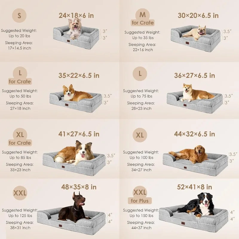 Orthopedic XXL Dog Bed With Waterproof Memory Foam And Sides