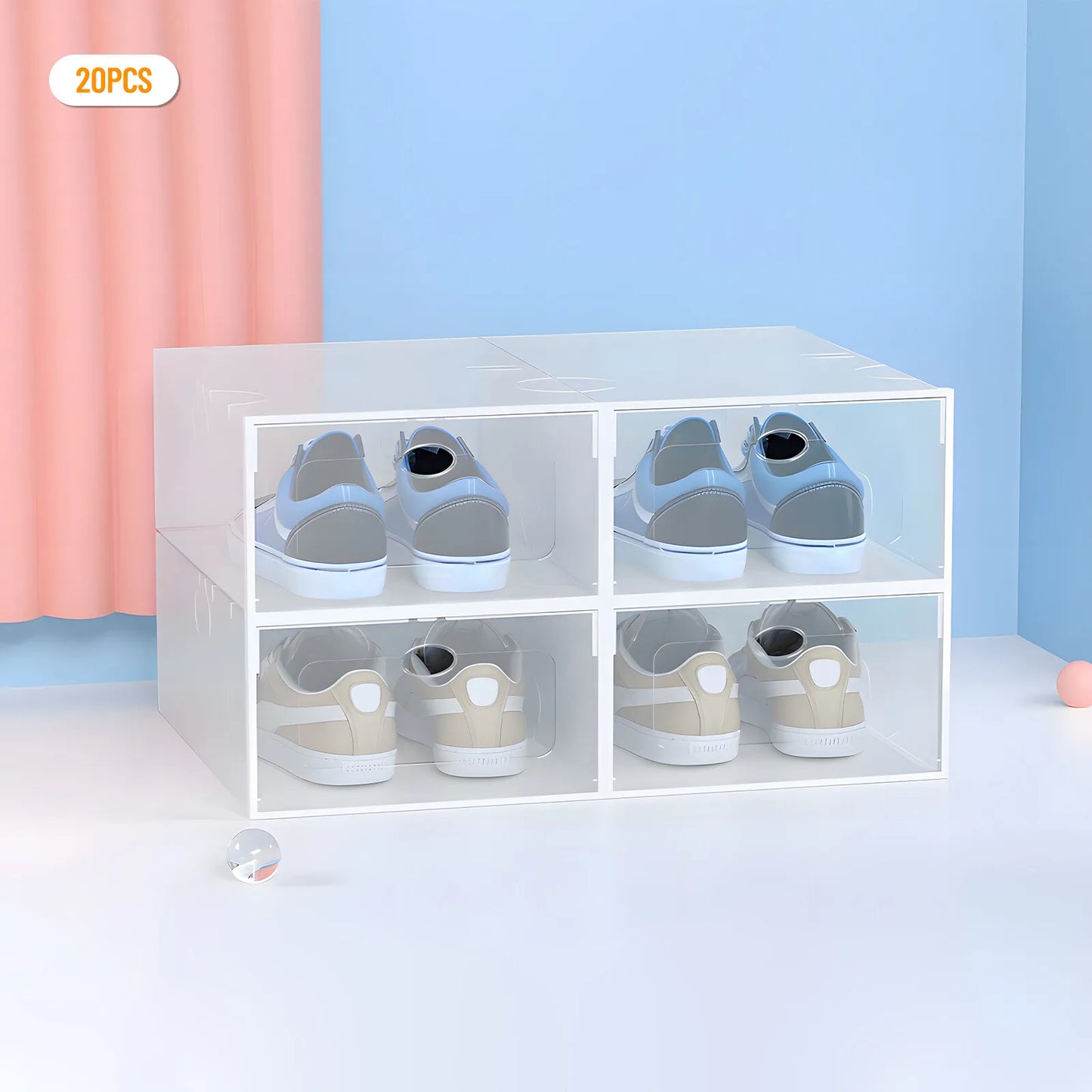 20 Pieces Sneaker Display Case Organizer Stackable Shoe Box