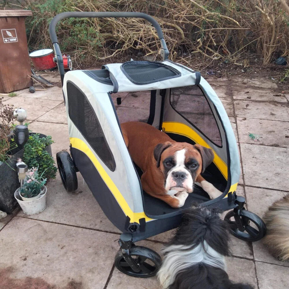 Premium 4 Wheel Foldable Dog Stroller Pram For All Sizes