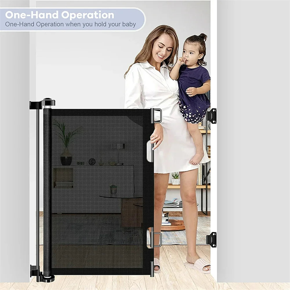 Hign Concerned Extra Wide Retractable Baby Gate No Drill