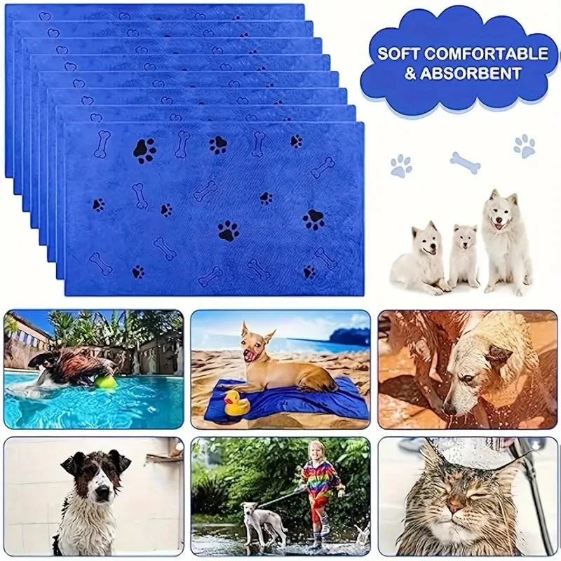 2pcs Soft Microfiber Dog Towels Quick Dry Absorbent Pet Bath and Grooming Towels for Dogs