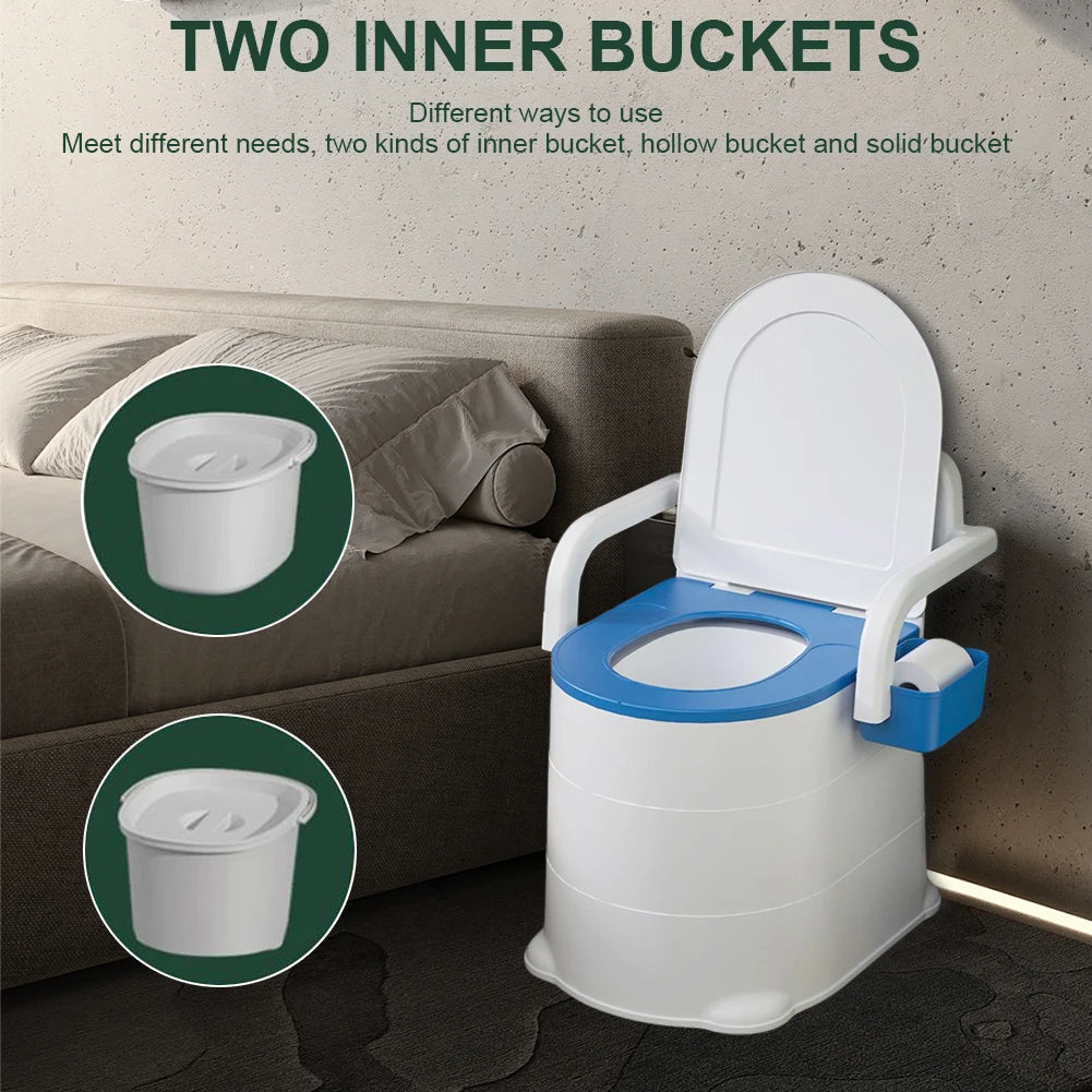 Bedside Commode Portable Squat Toilet Odor Sealed With Armrests