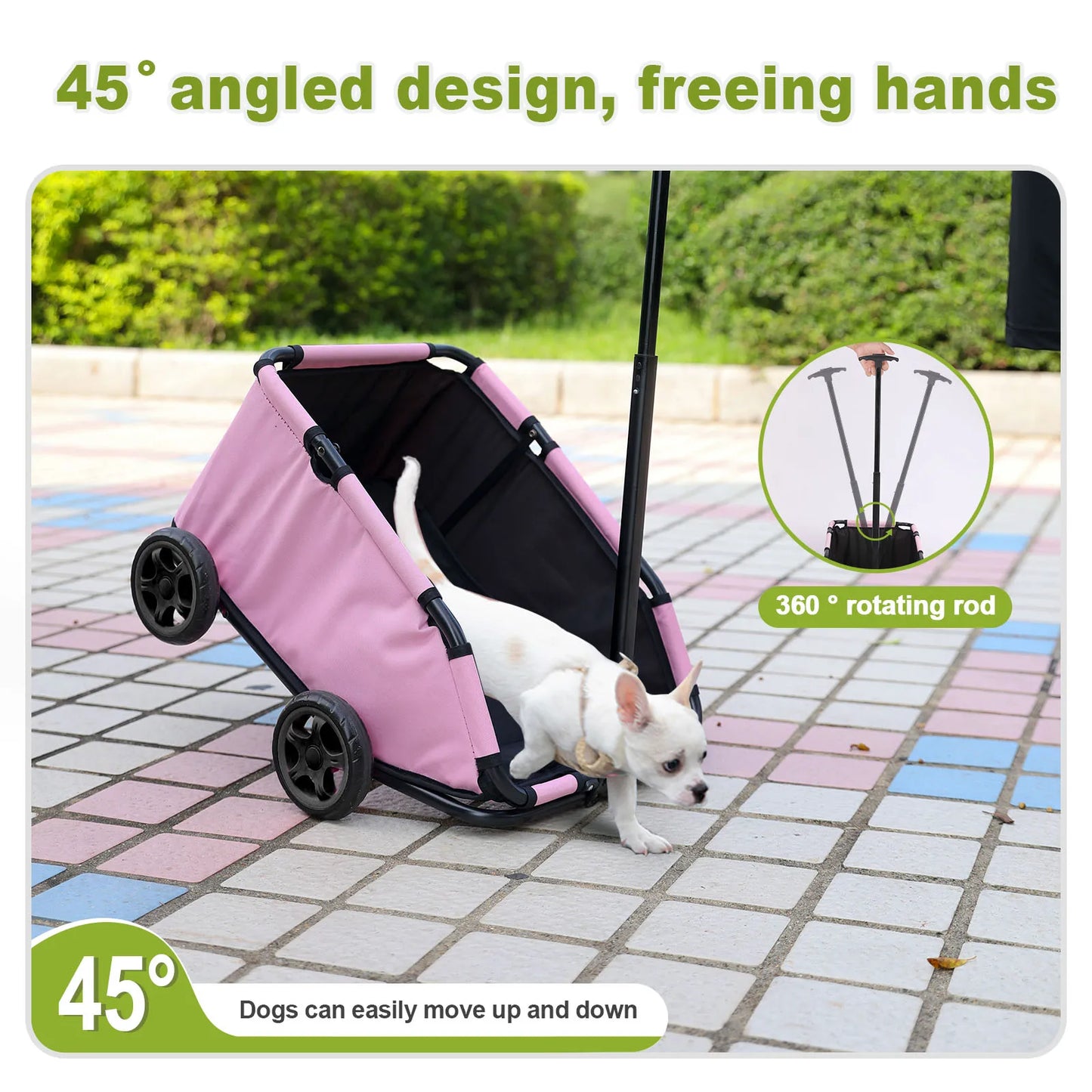 Small Pet Cart 4 Wheels Folding Dog Stroller Lightweight 360 Degree Rotating Trolley Pet Stroller for Small Cats and Dogs