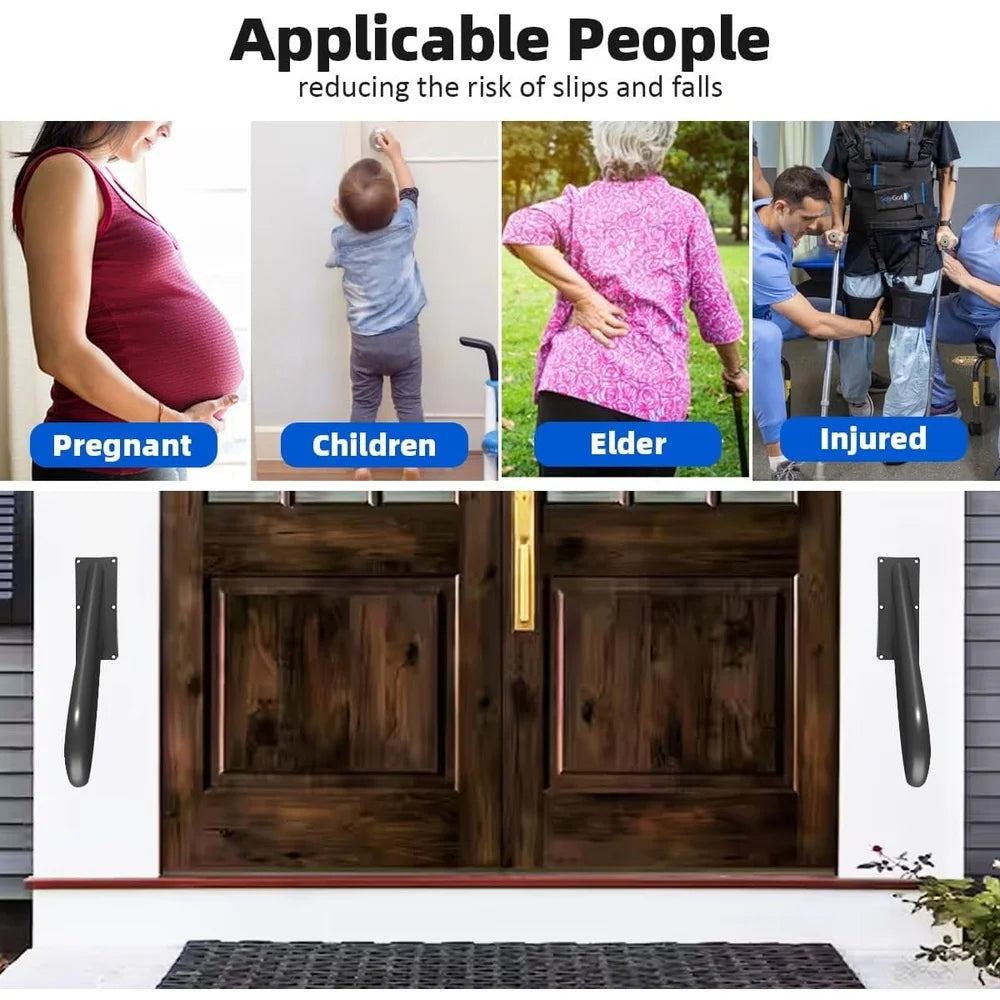 Heavy Duty Wall Mounted Handrails Outdoor Indoor Steps Stair Railing U-Shape Non-Slip Grab Bars Support Elderly Disabled Safety