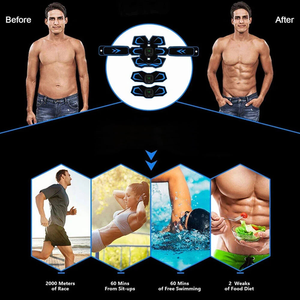 EMS Abdominal Training Device with LED Display USB Rechargeable Ab Exercise Belt for Men and Women