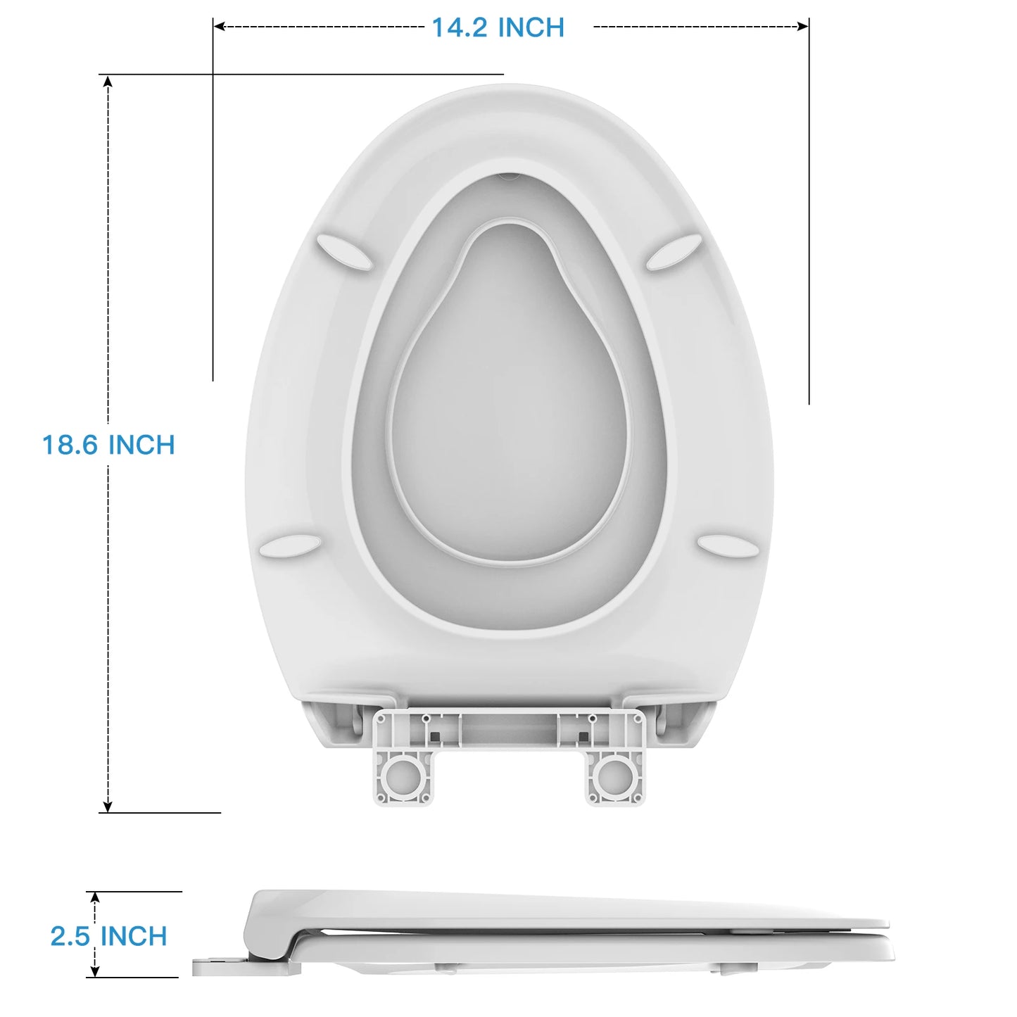 Elongated Toilet Seat with Built in Potty Training Seat and Slow Close Cover Fits Both Adult and Child