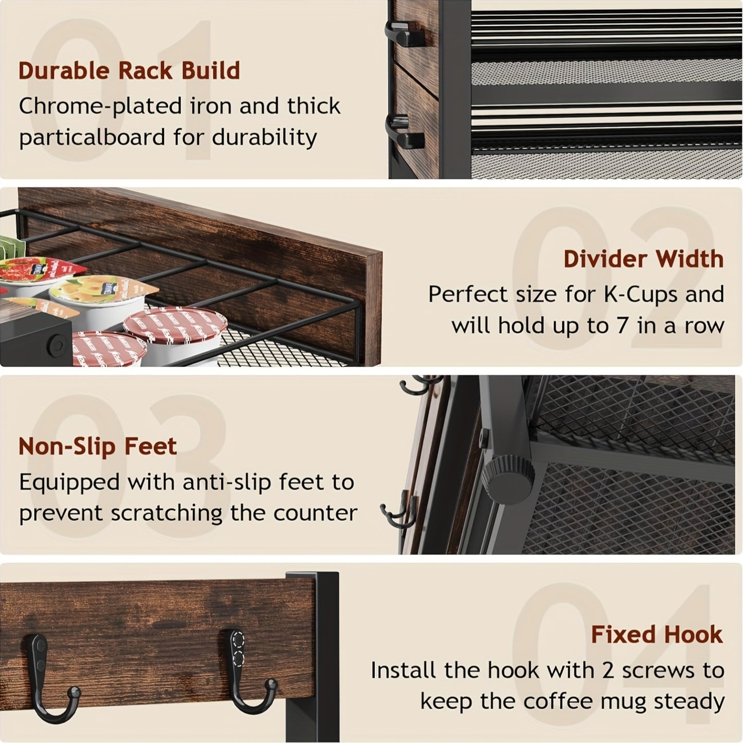 Coffee Capsule Storage Rack And Mug Holder Double Layer Stand