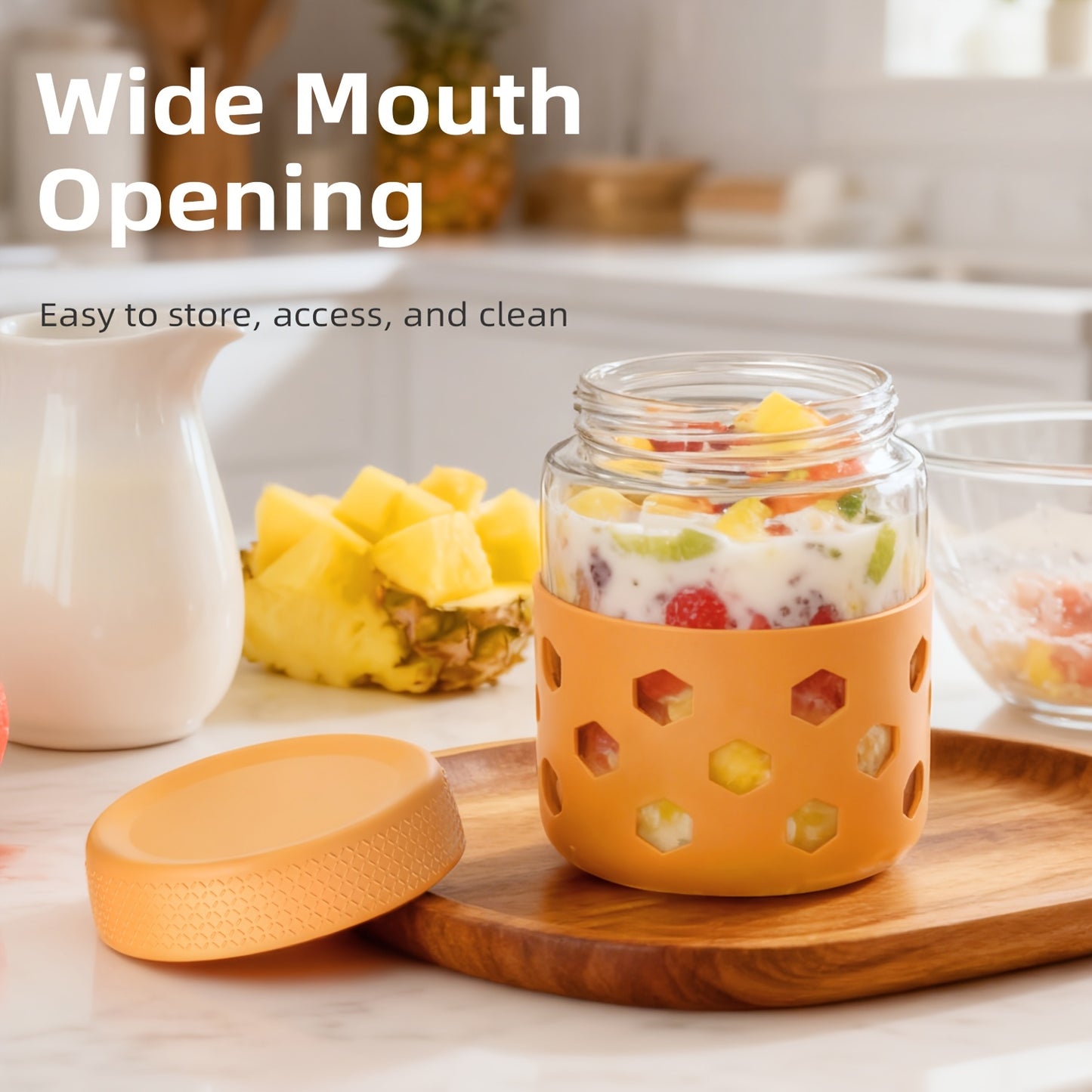 Grinkwell Glass Airtight Jars Set with Silicone Sleeves