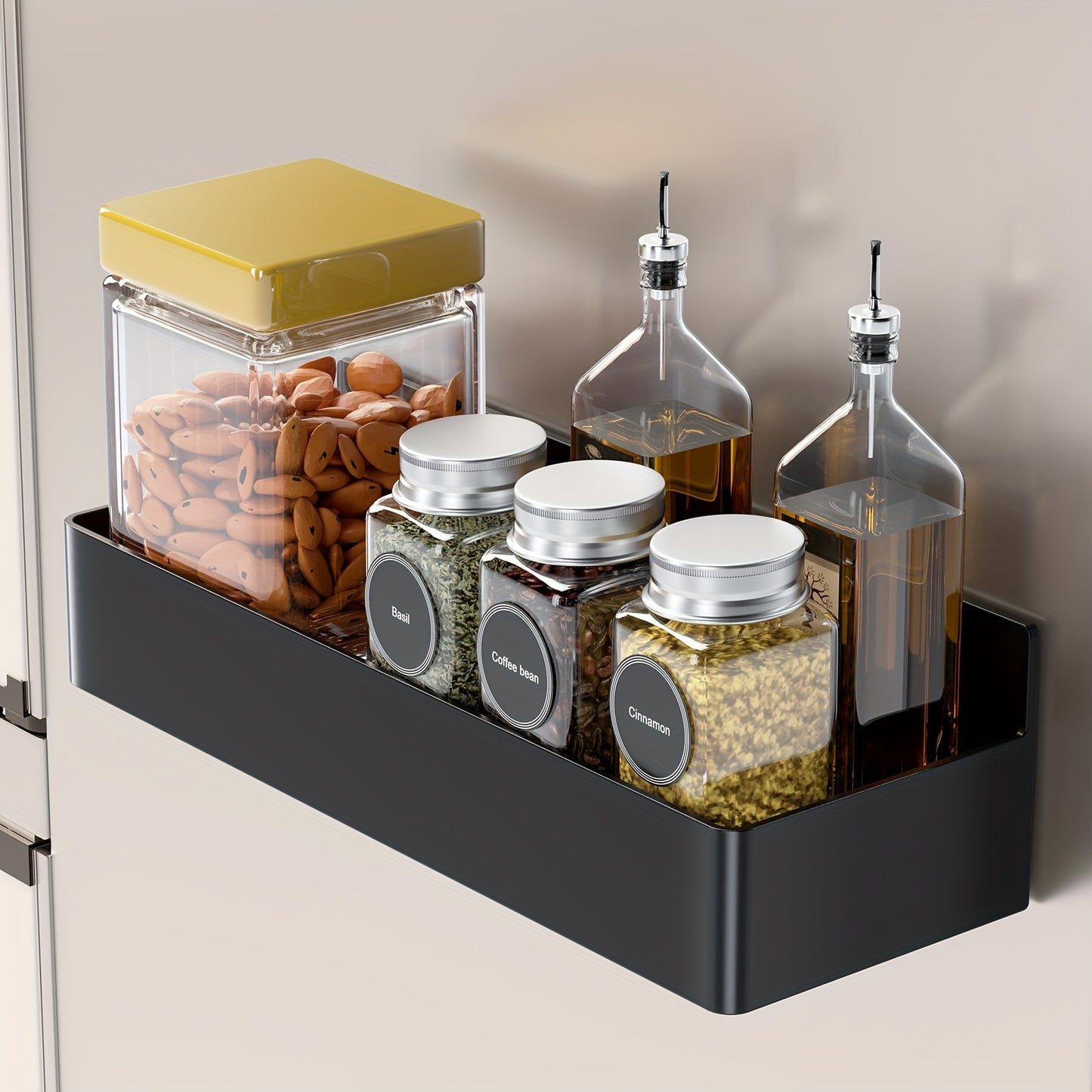 Magnetic Refrigerator Spice Organizer Set With Towel Holder And Hooks