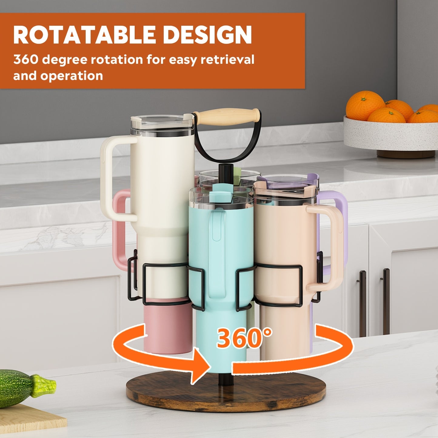 Rotatable Cast Iron Tumbler Cup Holder Organizer With 360 Swivel