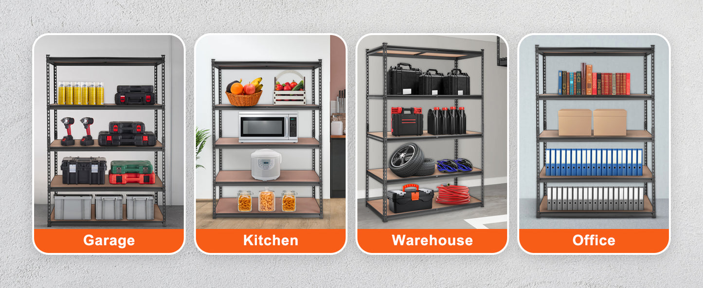 SucceBuy Five-Tier Standing Storage Shelving Unit Heavy Duty Metal Rack